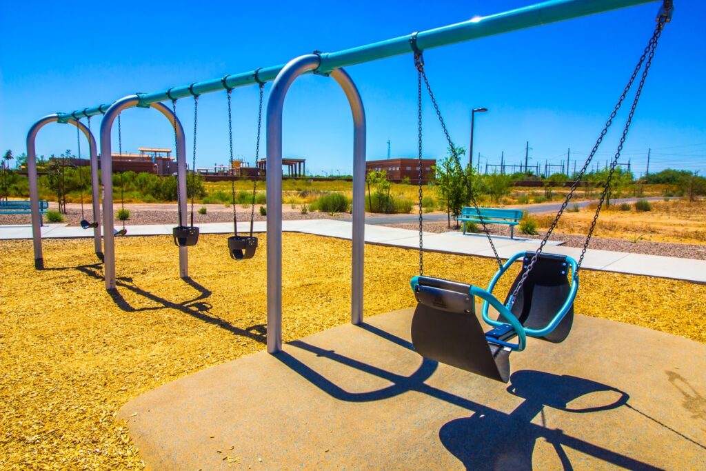 Playground with Bonded Rubber Mulch Surface