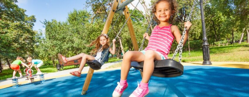 kids on swings